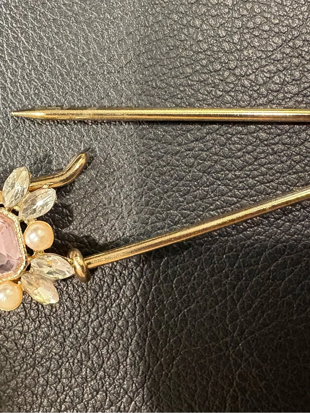 Gold-Tone Pink Crystal & Pearl Brooch Pin for Women